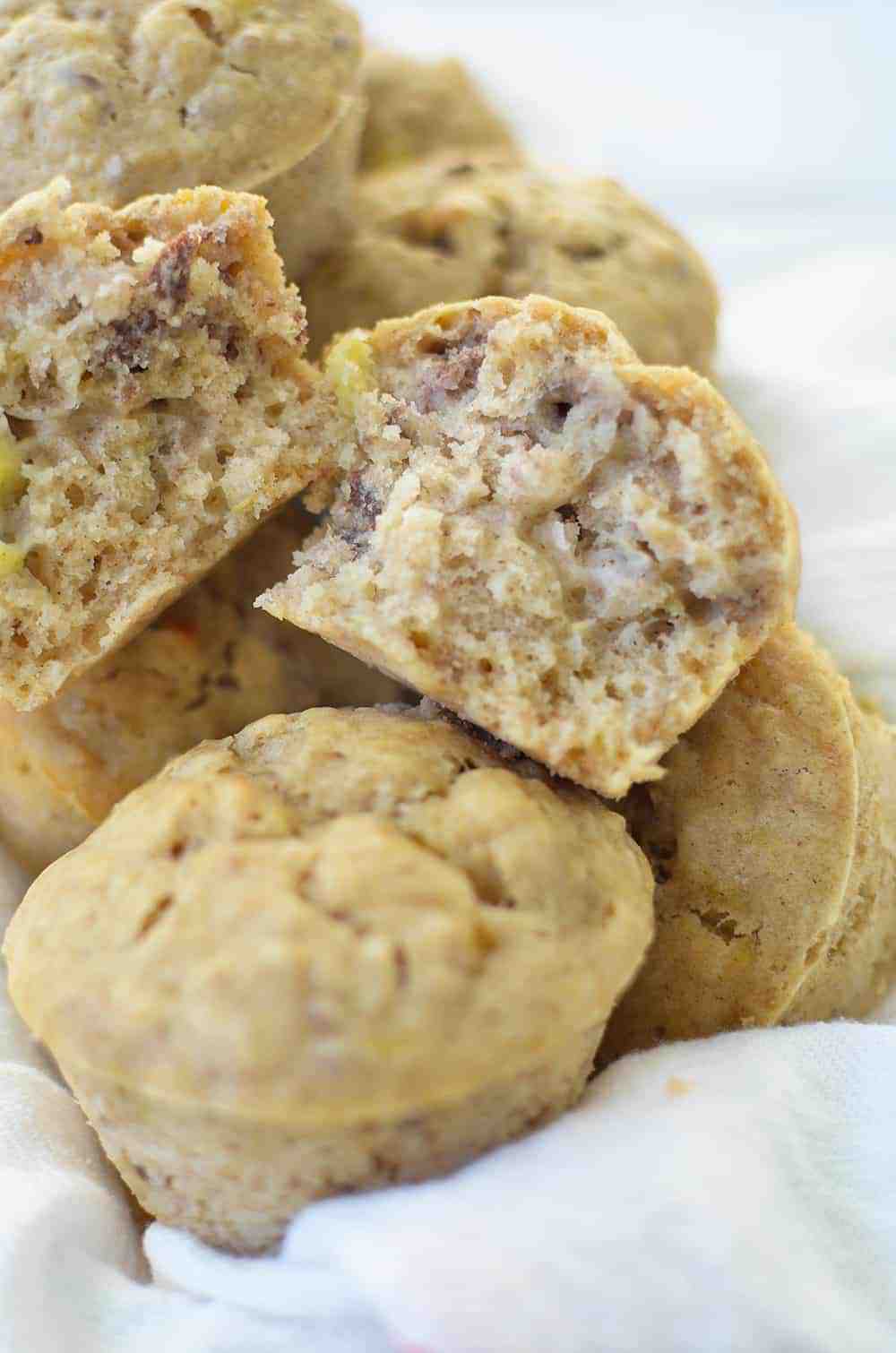 Healthy Banana Pecan Muffins! You are going to love these fluffy, moist muffins! Perfect for an afterschool snack or breakfast. | www.delishknowledge.com